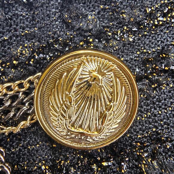 Ipekyol Tweed Sparkle Wool Blend Jacket with Chain Details Black‎ Size 6 - Picture 9 of 14